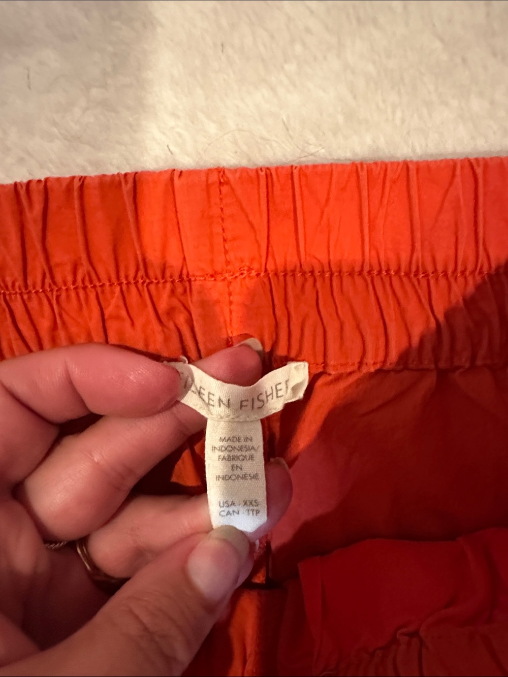 Eileen Fisher Organic Cotton Orange Lantern Pants XXS Barrel Pants Pull On - Picture 3 of 8